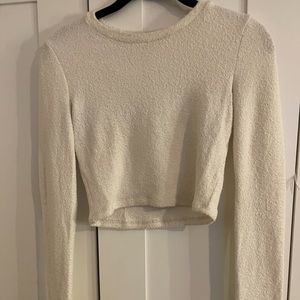 Cream cozy tight fitted crop top